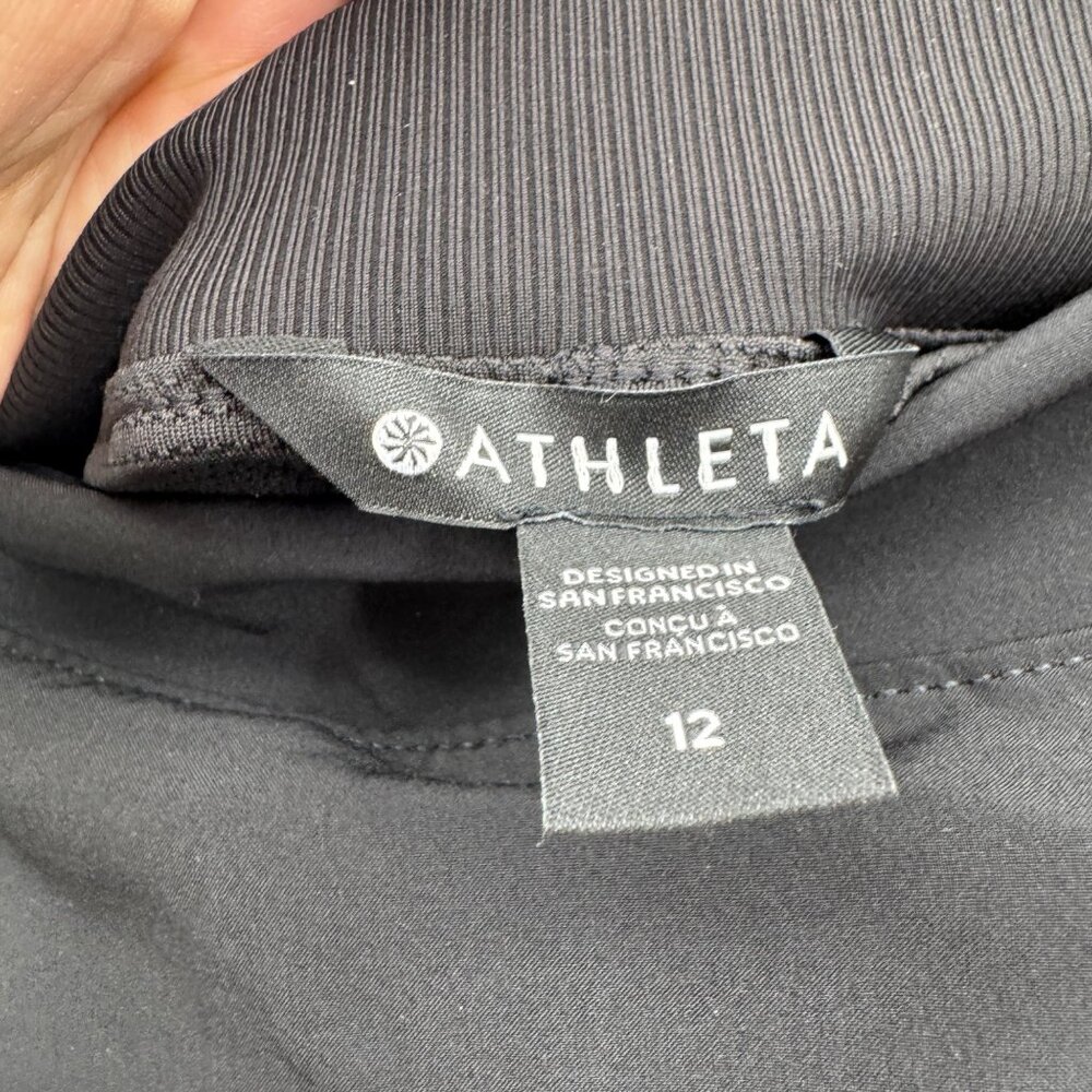 Athleta Skort Women’s size 12 Black Zip Pockets Elastic Waist Shorts Tennis Run - Picture 5 of 9